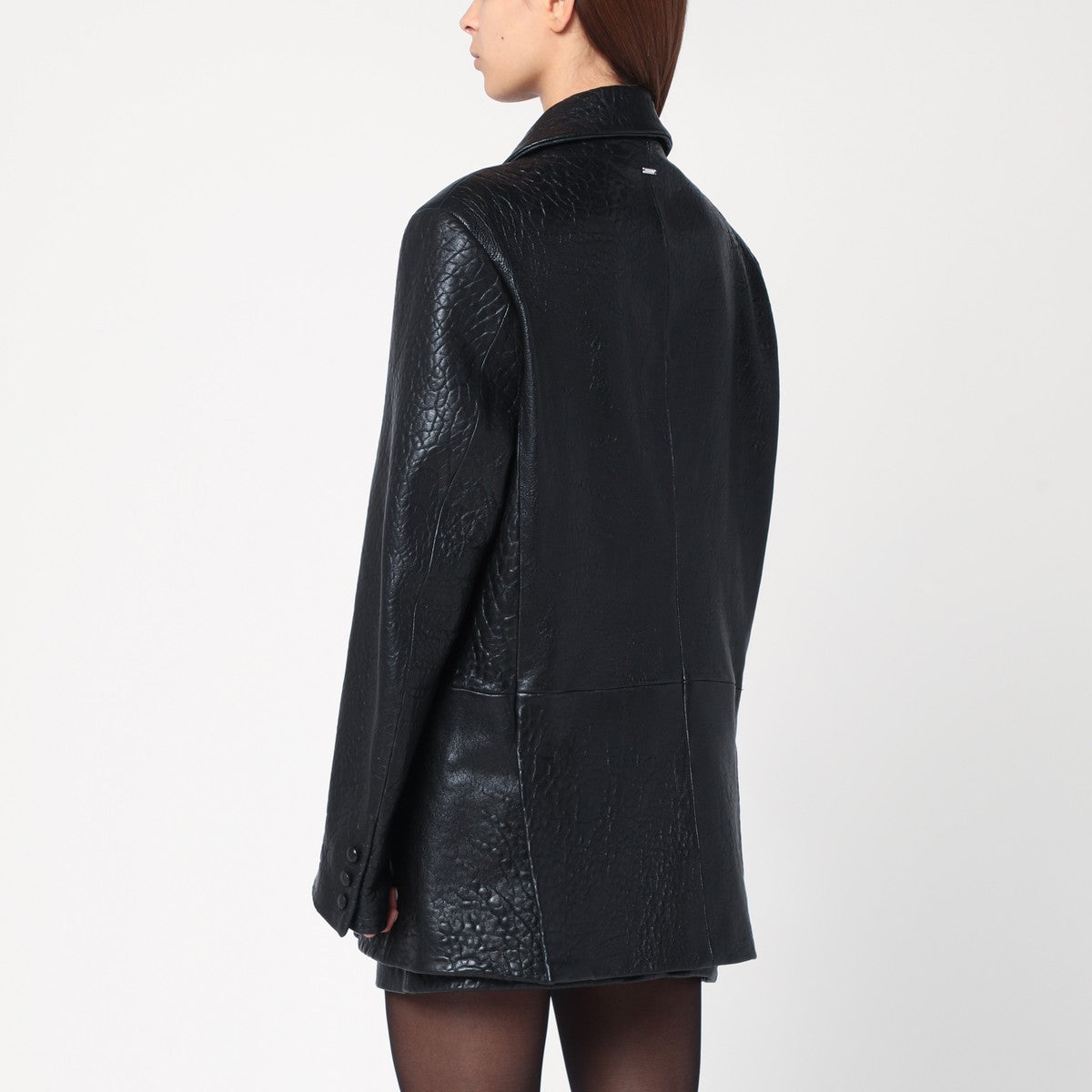 Cassell Black double-breasted leather jacket Cassell