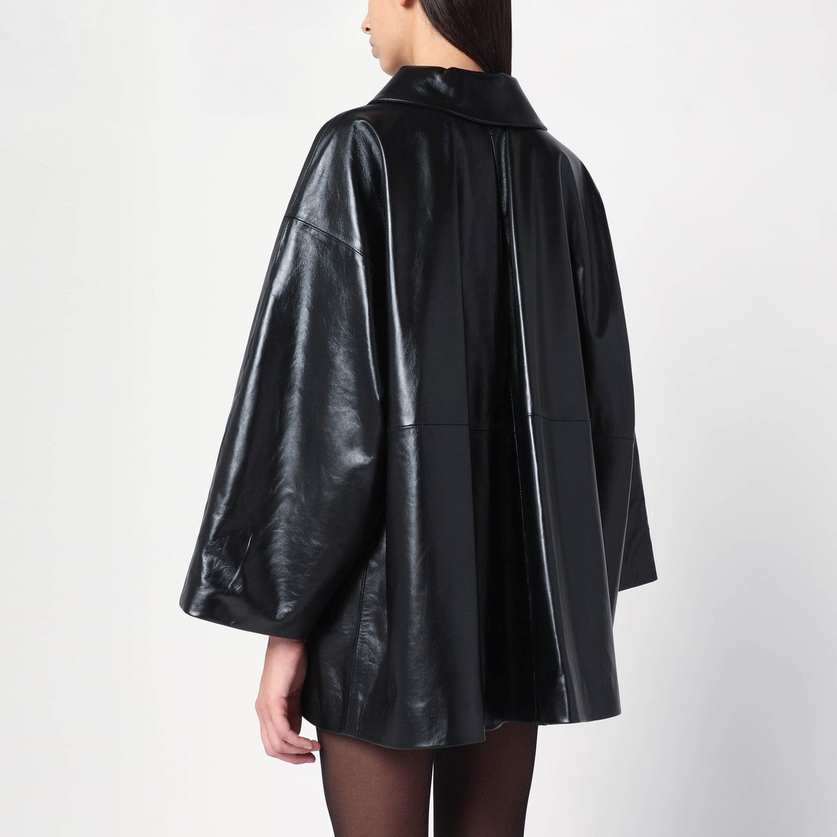 Cassell Oversized black leather jacket