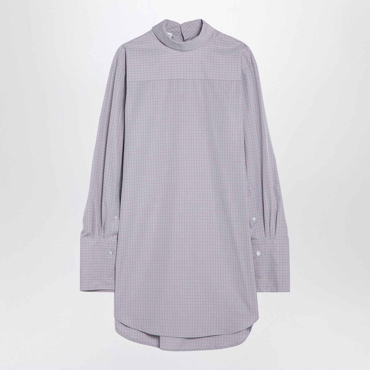Dries Van Noten Light blue checked popeline turtleneck shirt Dries Van Noten