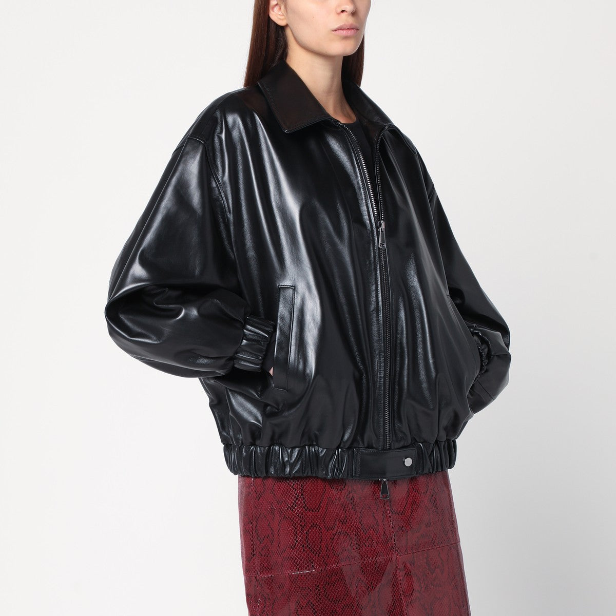 Cassell Black leather bomber jacket Cassell