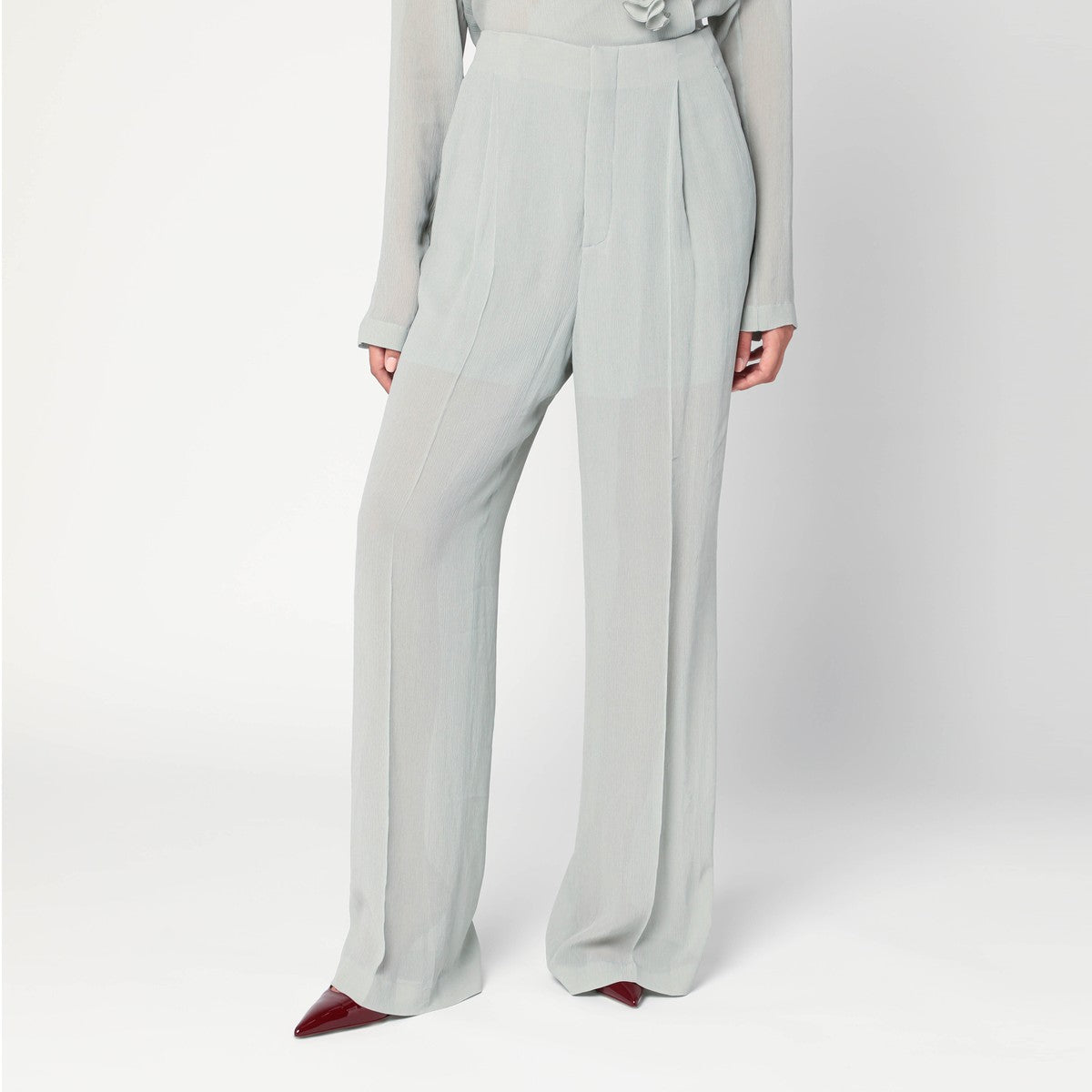 Alberta Ferretti Palazzo pants in ice color crêpe