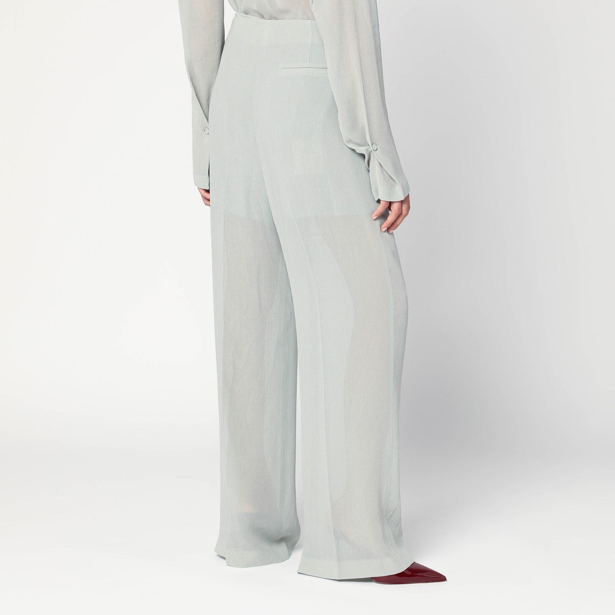 Alberta Ferretti Palazzo pants in ice color crêpe Alberta Ferretti