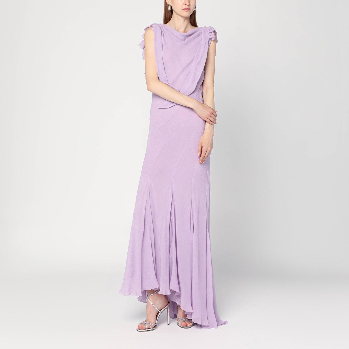 Alberta Ferretti Long dress with light purple ruffles Alberta Ferretti