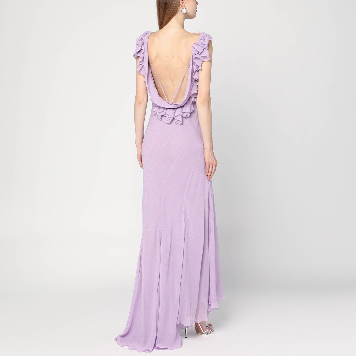 Alberta Ferretti Long dress with light purple ruffles Alberta Ferretti
