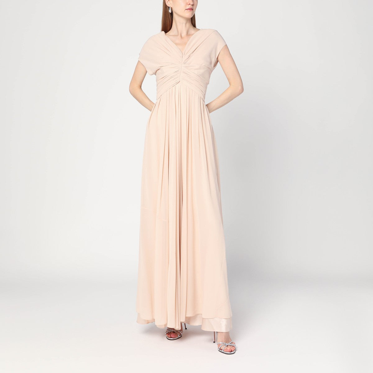 Alberta Ferretti Light pink dress in silk georgette