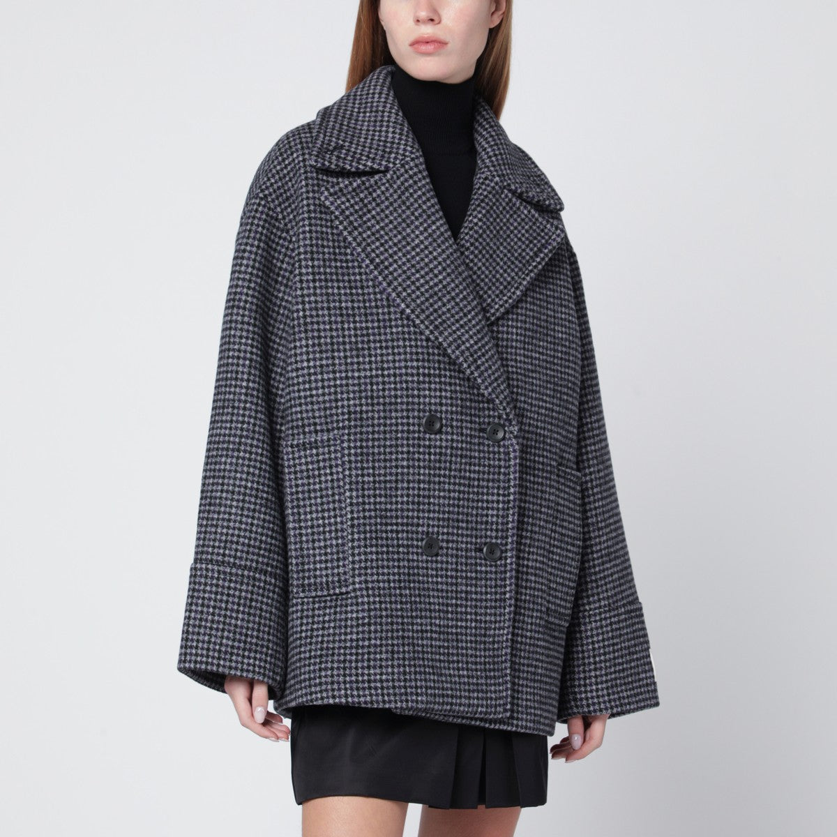 Calvin Klein Grey double-breasted houndstooth coat Calvin Klein