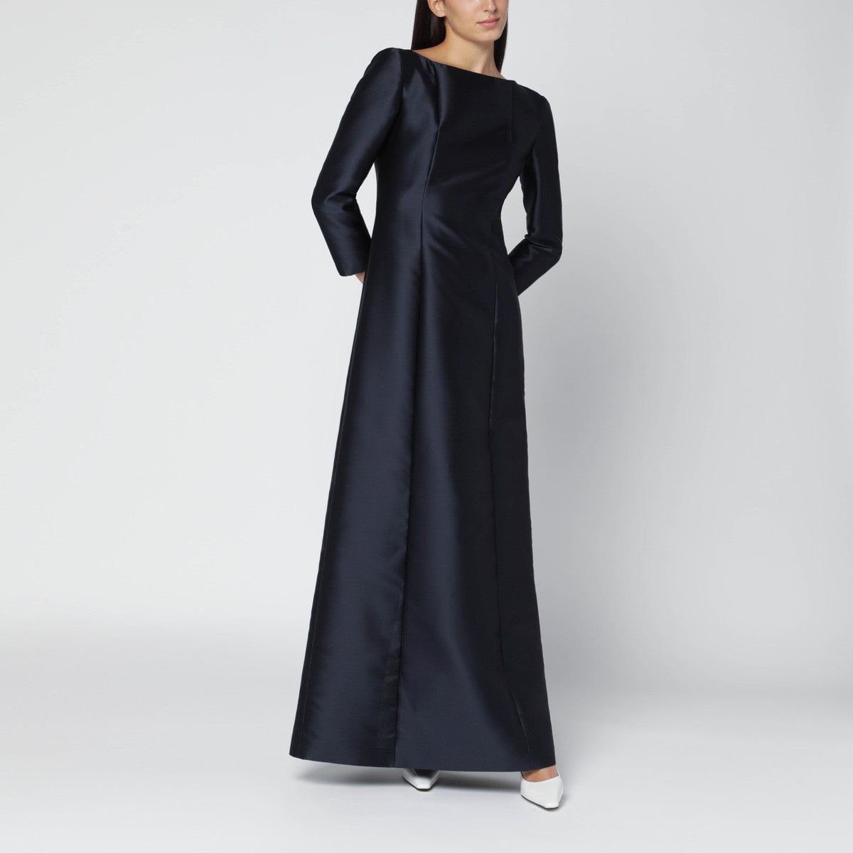 Alberta Ferretti Long blue silk-blend mikado dress Alberta Ferretti