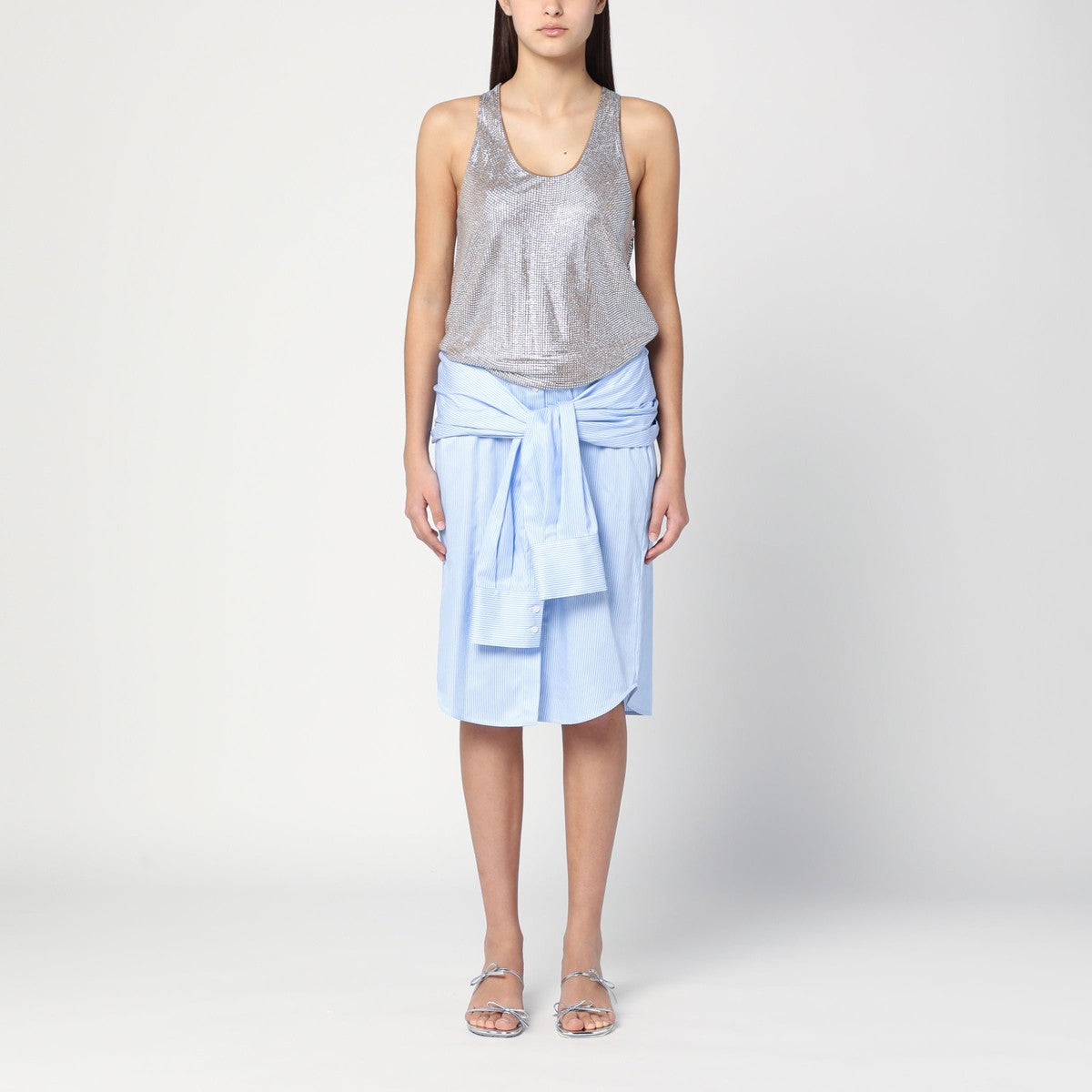 Giuseppe di Morabito Shirt dress in light blue with rhinestones Giuseppe Di Morabito