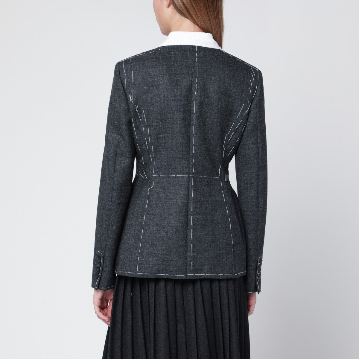 Moschino Grey embroidered wool canvas jacket Moschino