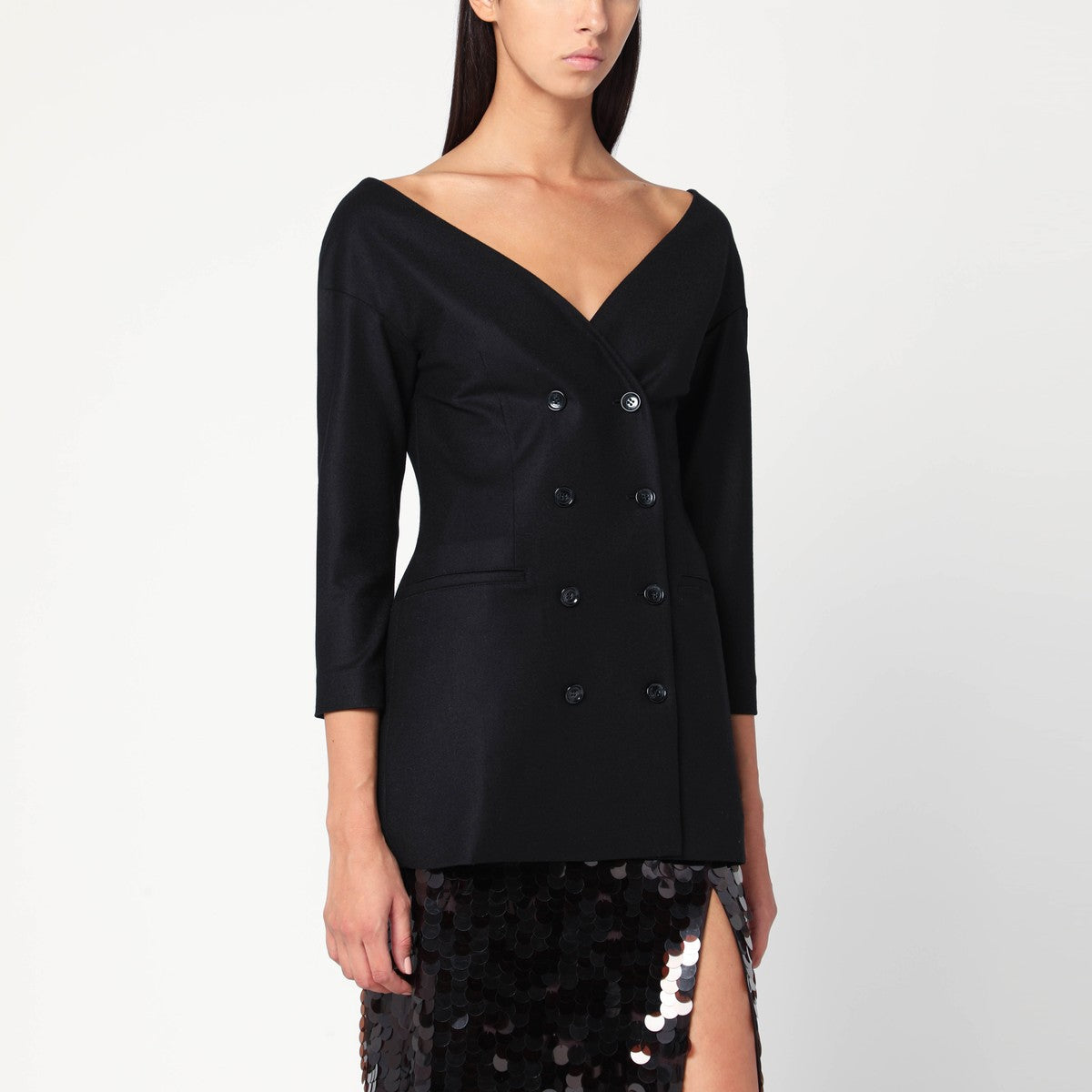 Alberta Ferretti Black wool V-neck jacket Alberta Ferretti