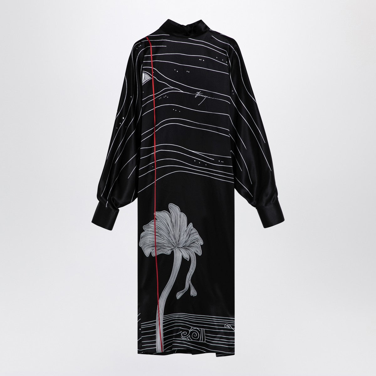 Ferragamo Black silk satin midi dress Ferragamo