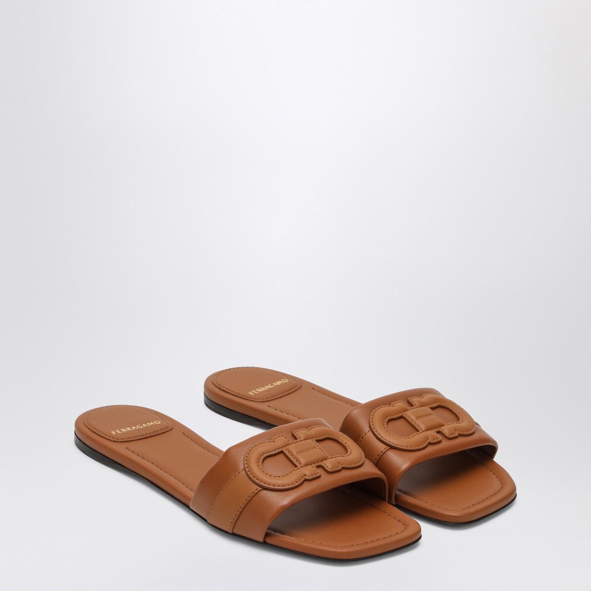 Ferragamo Gancini slide in cognac leather Ferragamo