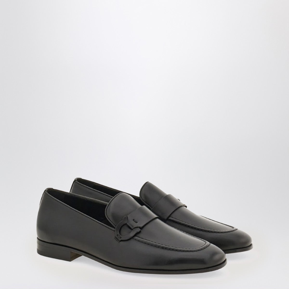 Ferragamo Black loafer with Gancini logo Ferragamo