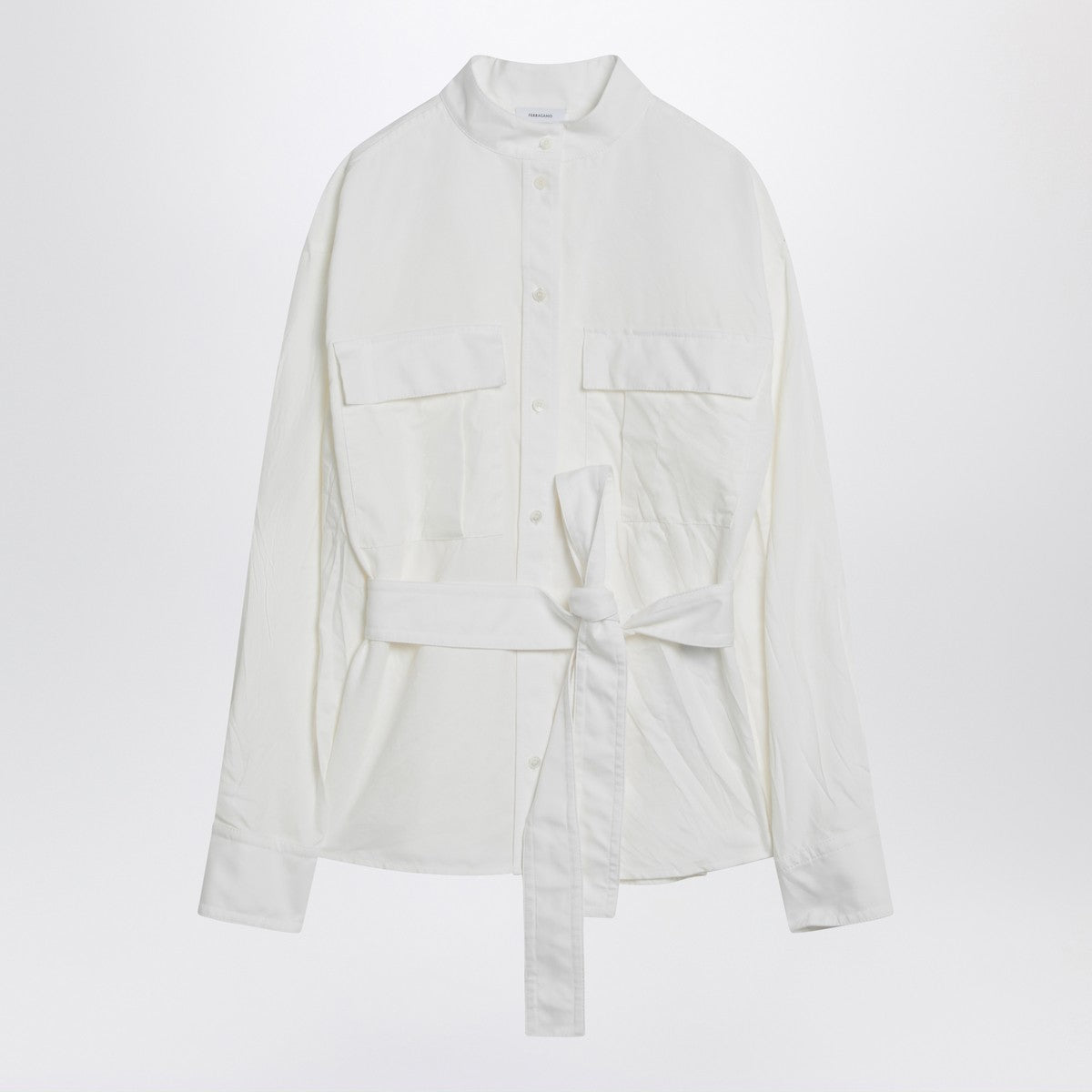 Ferragamo White belted shirt in cotton blend Ferragamo