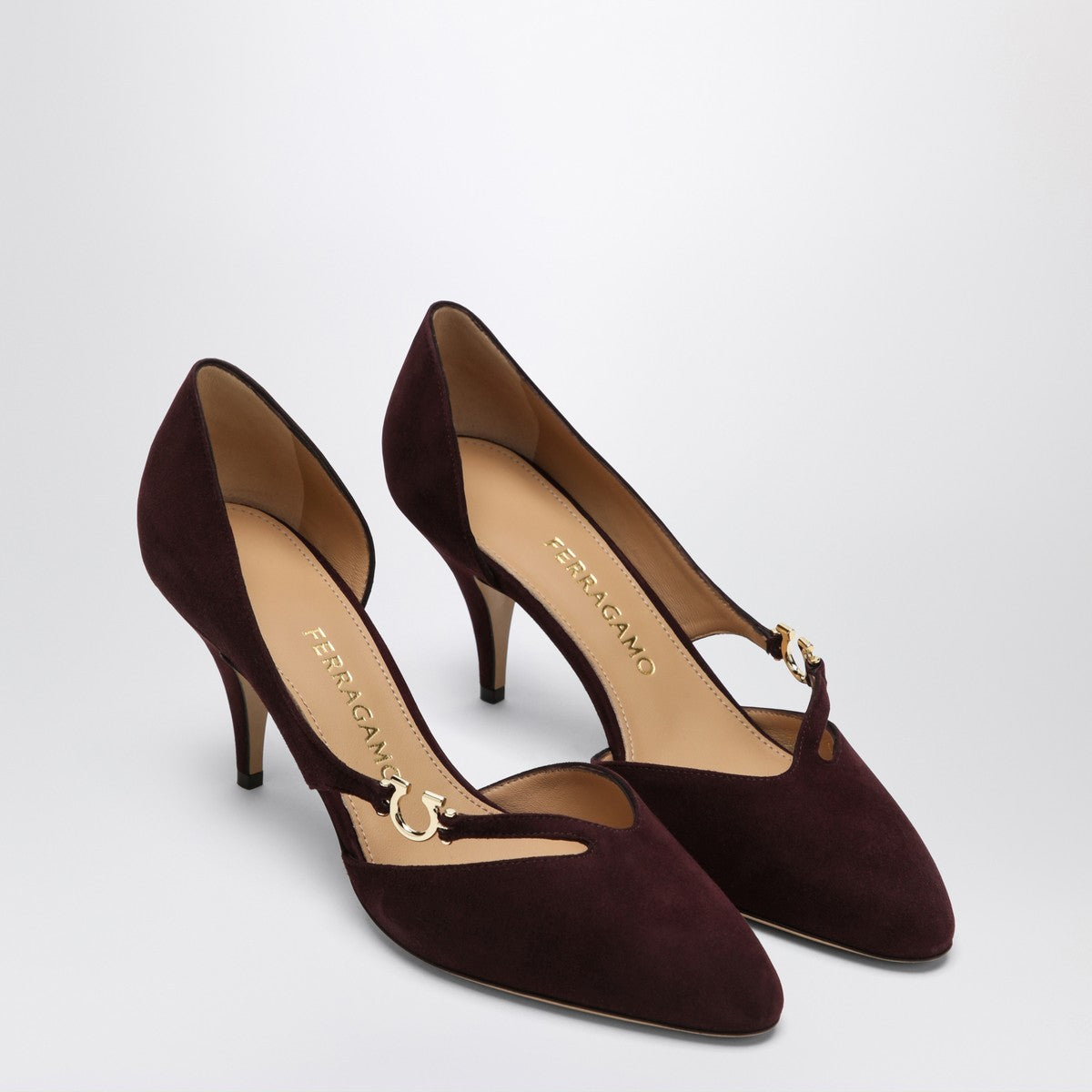 Ferragamo Pumps with Gancini detail Dark Barolo Ferragamo