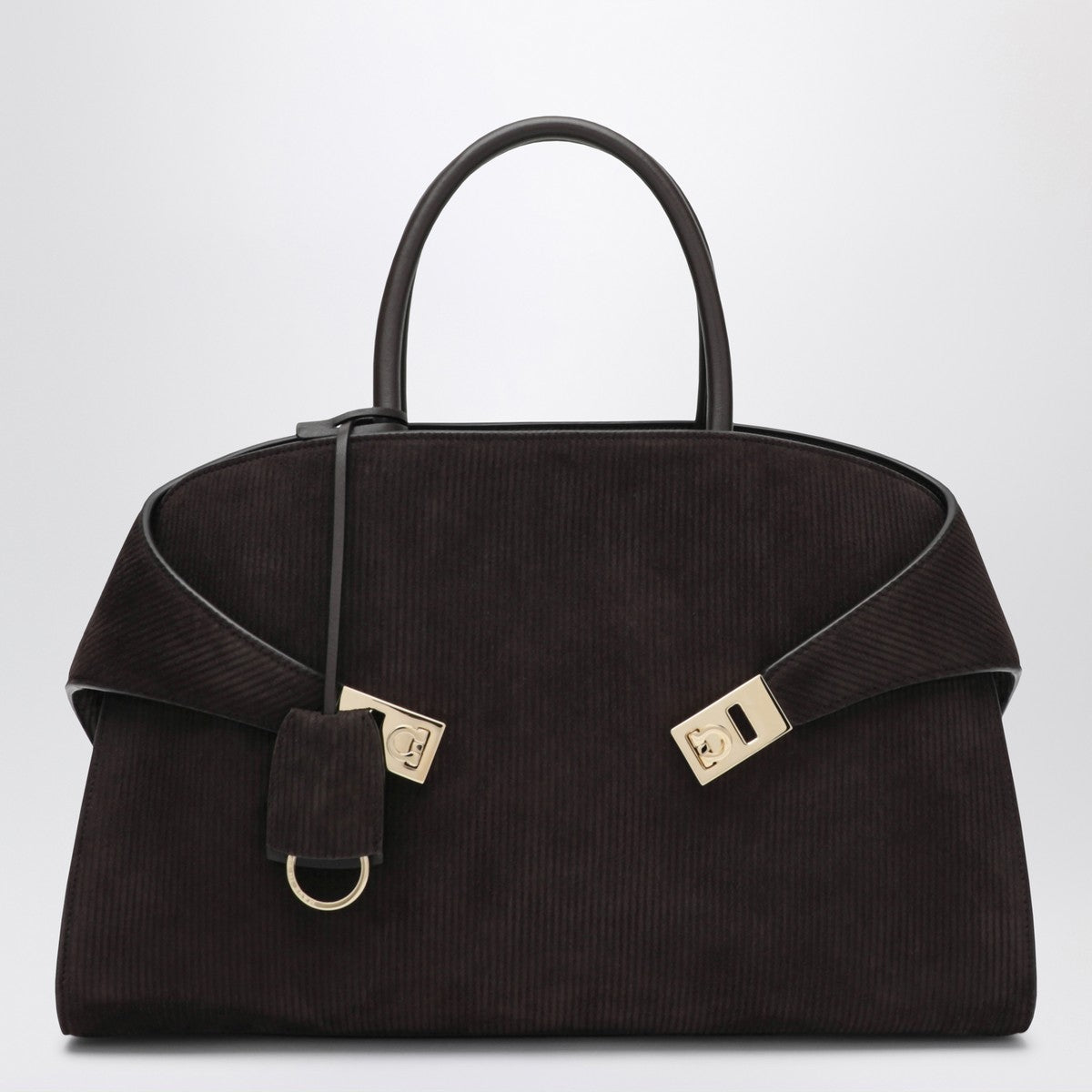 Ferragamo Hug Soft L brown suede shoulder bag Ferragamo