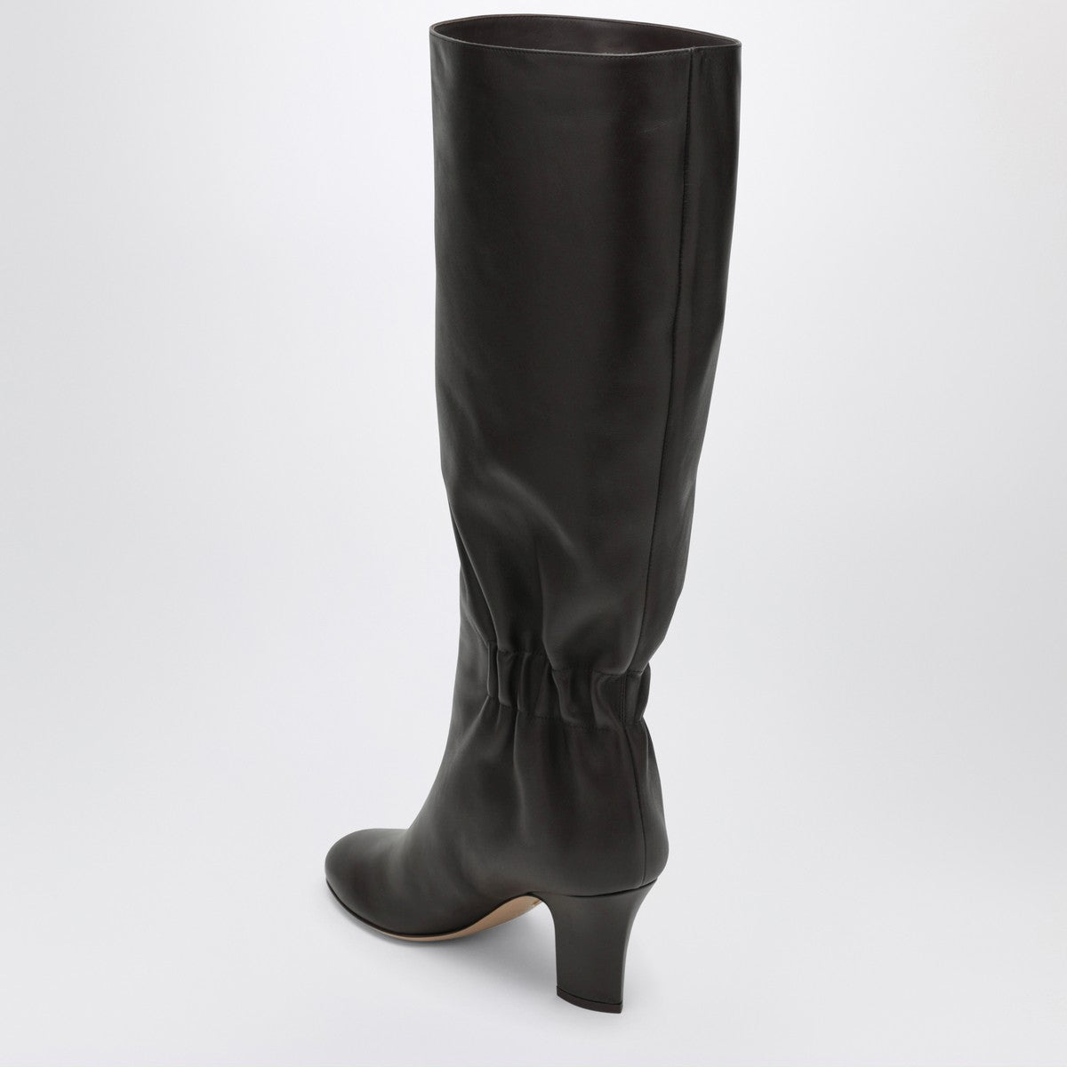 Ferragamo Ruched Boots in Dark Brown Leather Ferragamo