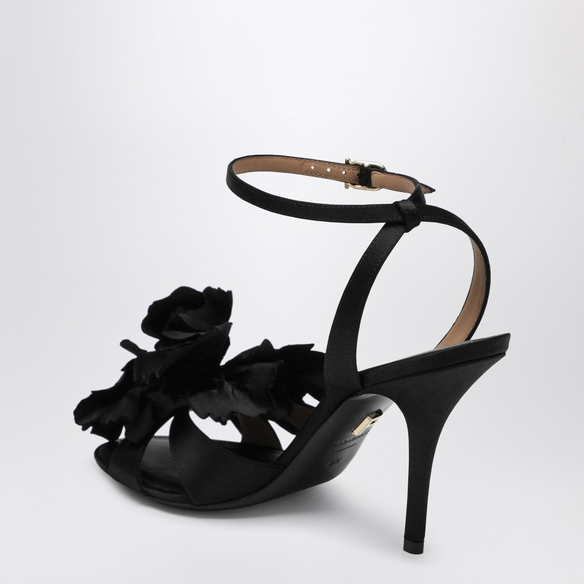 Ferragamo Black satin flower sandals Ferragamo