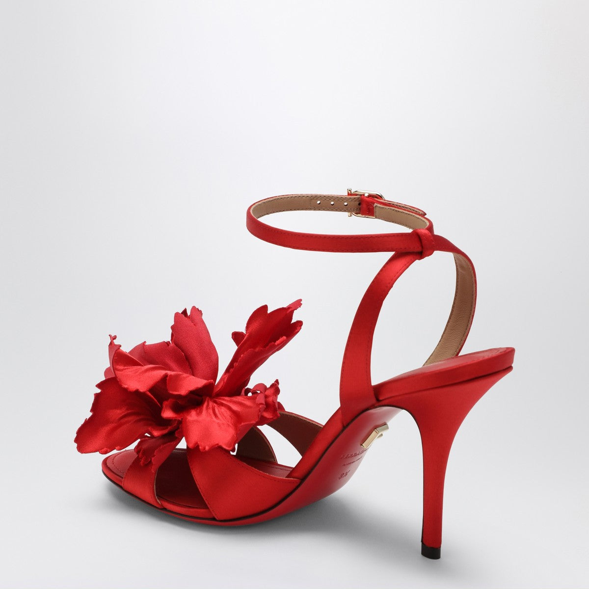 Ferragamo Red satin sandals with flower Ferragamo
