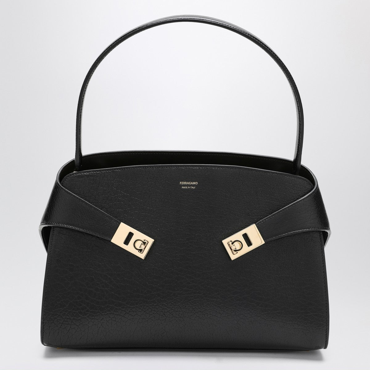 Ferragamo Black/ brown leather Hug M handbag Ferragamo