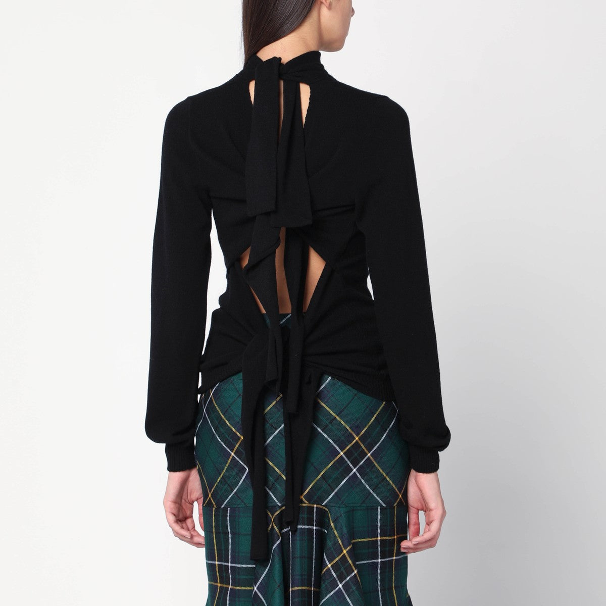 Moschino Black turtleneck sweater with crossed details Moschino