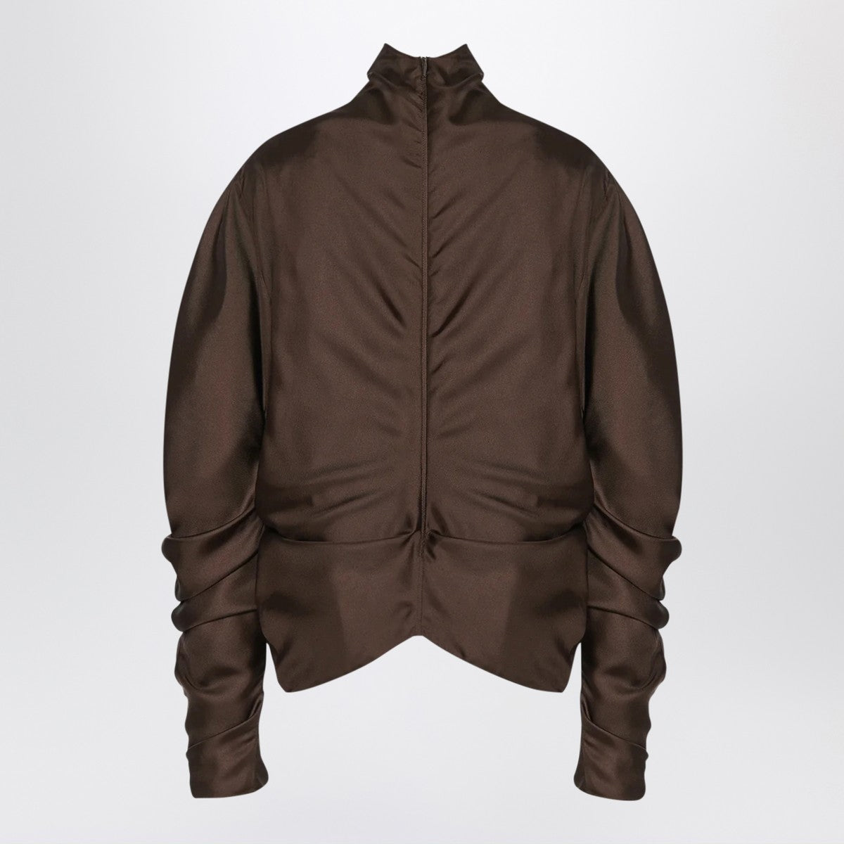 The Row Miles top in taupe silk The Row