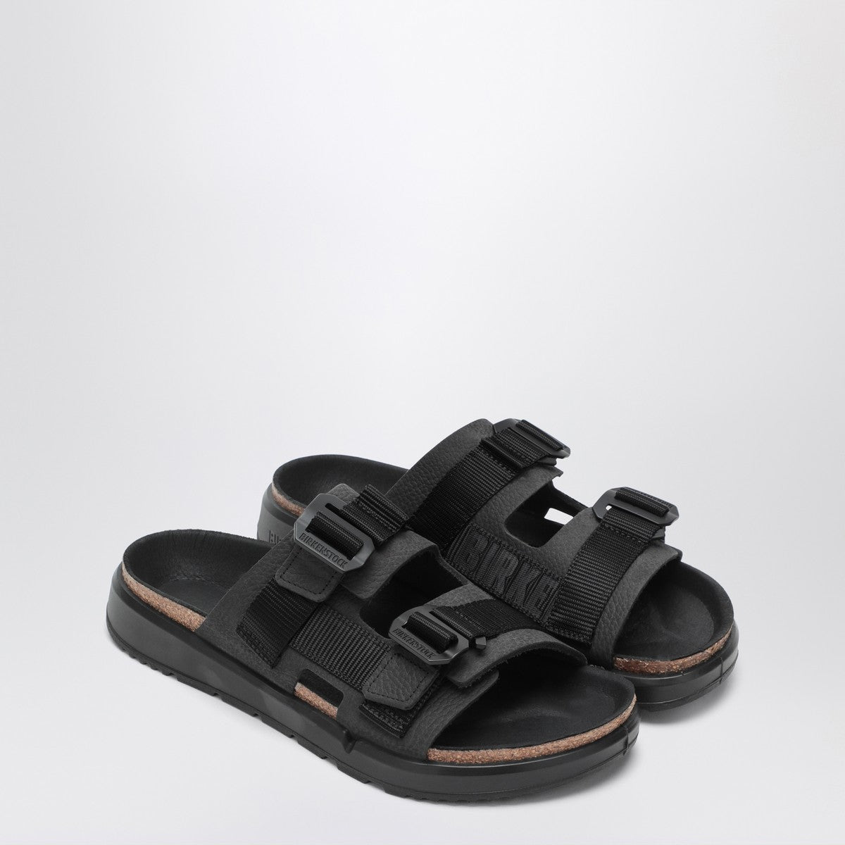 Birkenstock Shinjuku black leather and textile slipper Birkenstock