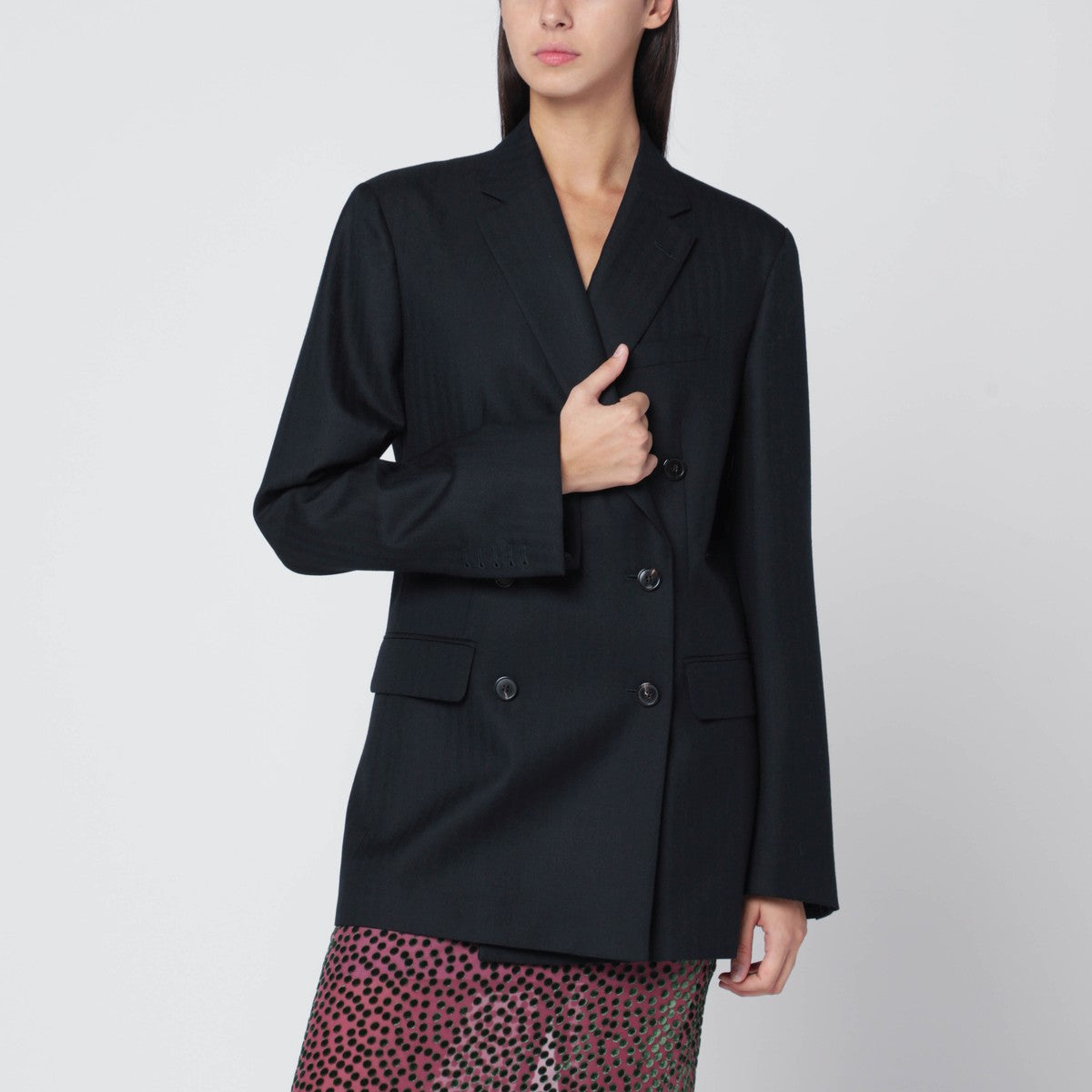 Dries Van Noten Navy blue double-breasted wool jacket Dries Van Noten