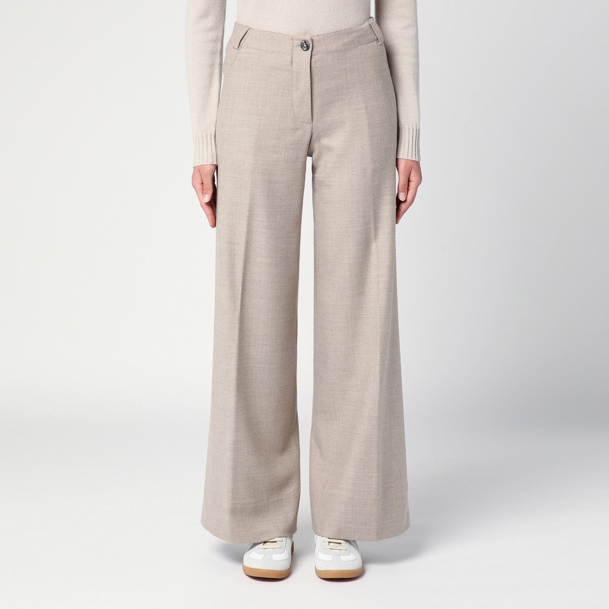 QUELLEDUE Grey mélange wool trousers QUELLEDUE