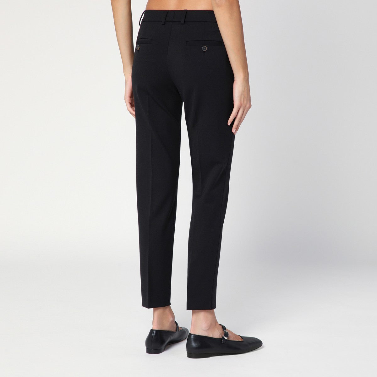 QUELLEDUE Black wool blend slim trousers