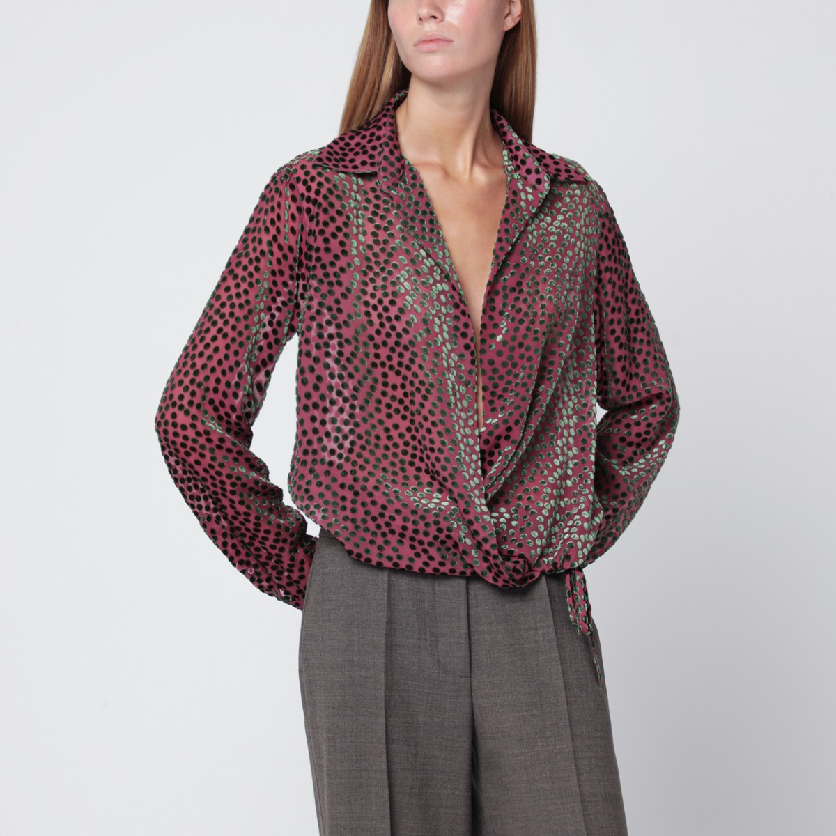 Dries Van Noten Pink polka dot silk blend shirt Dries Van Noten
