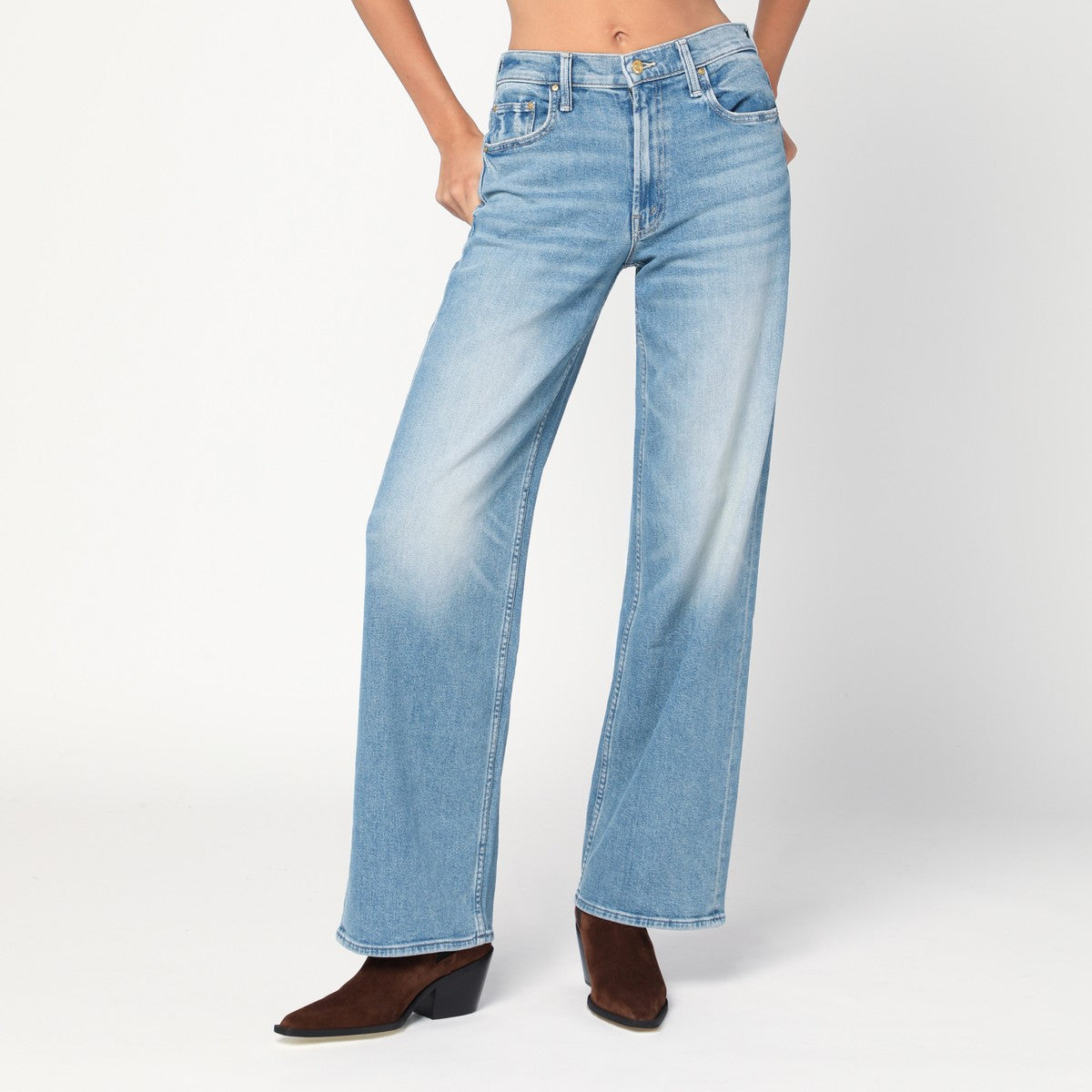 Mother Light blue The Spinner Zip Sneak jeans Mother