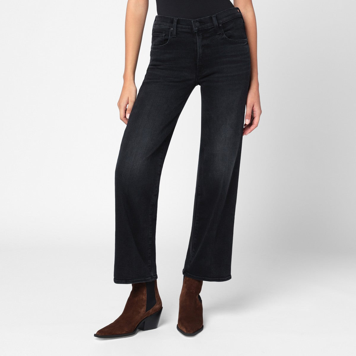 Mother Faded black The Rambler Zip Flood jeans Mother
