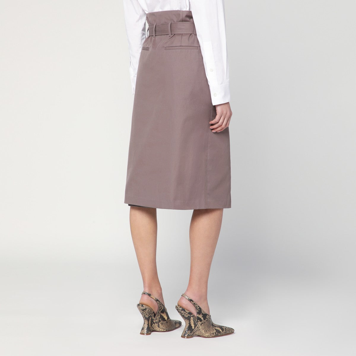 Dries Van Noten Taupe skirt in cotton with belt Dries Van Noten