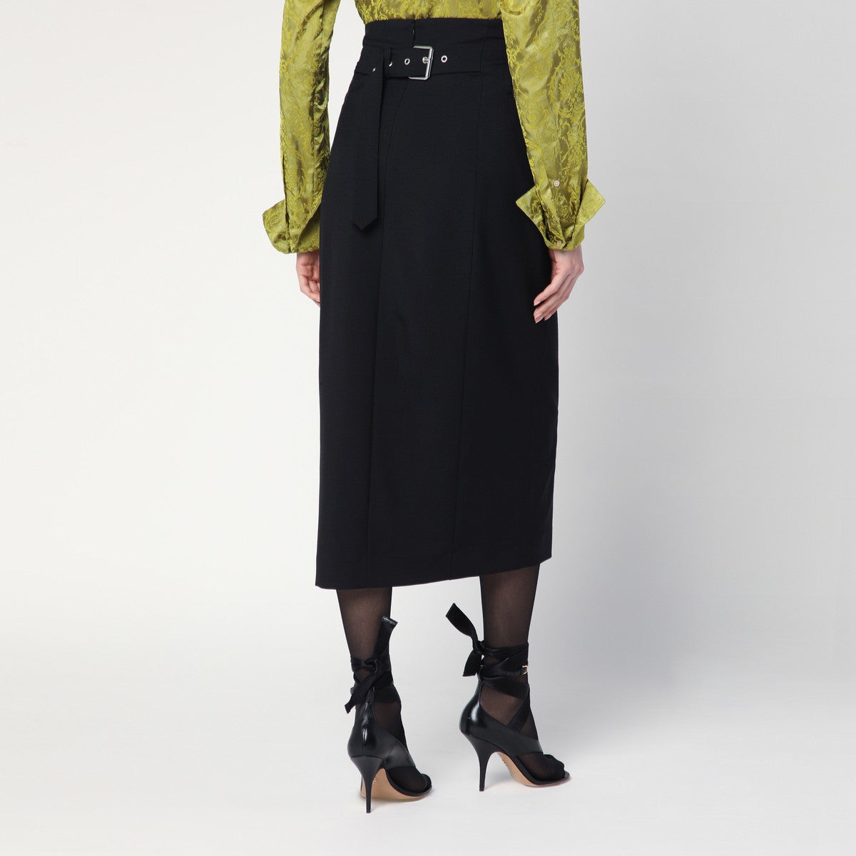 Dries Van Noten Black wool and mohair midi skirt Dries Van Noten