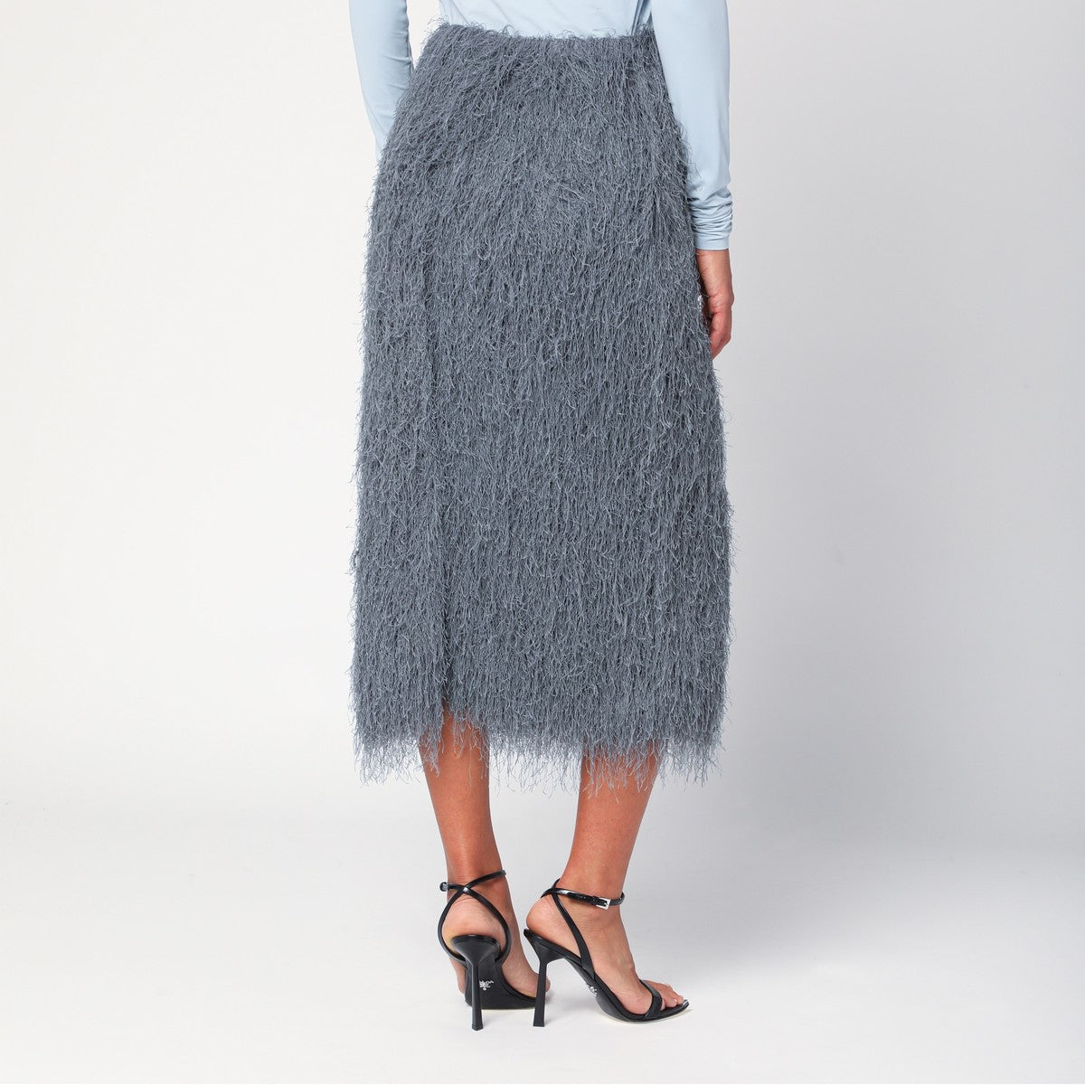 Dries Van Noten Dark grey midi skirt with fringes Dries Van Noten