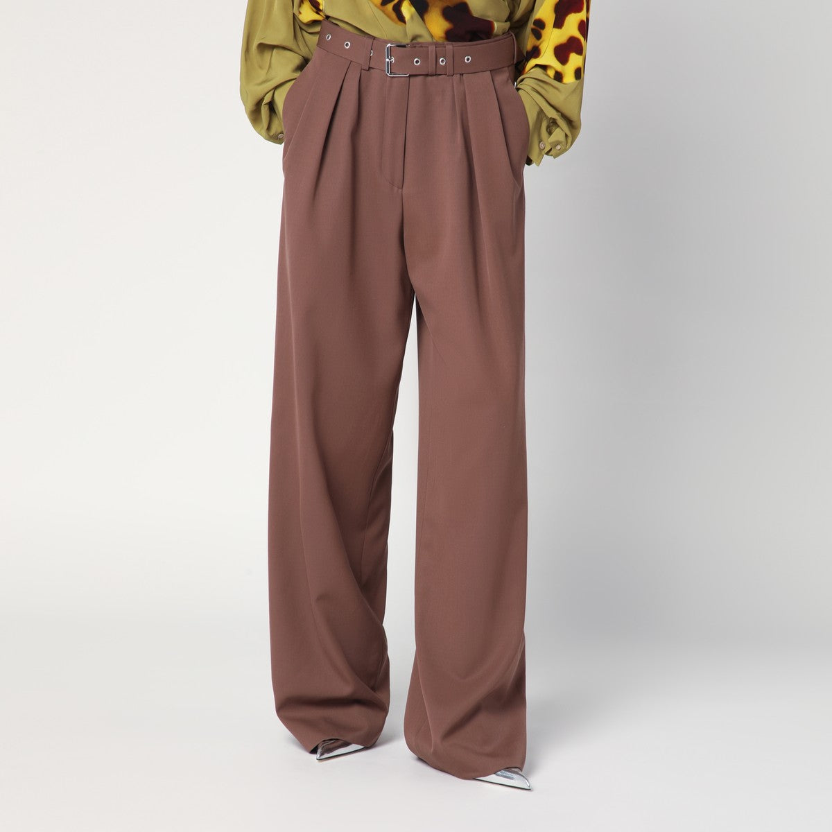 Dries Van Noten Wide taupe cotton trousers Dries Van Noten