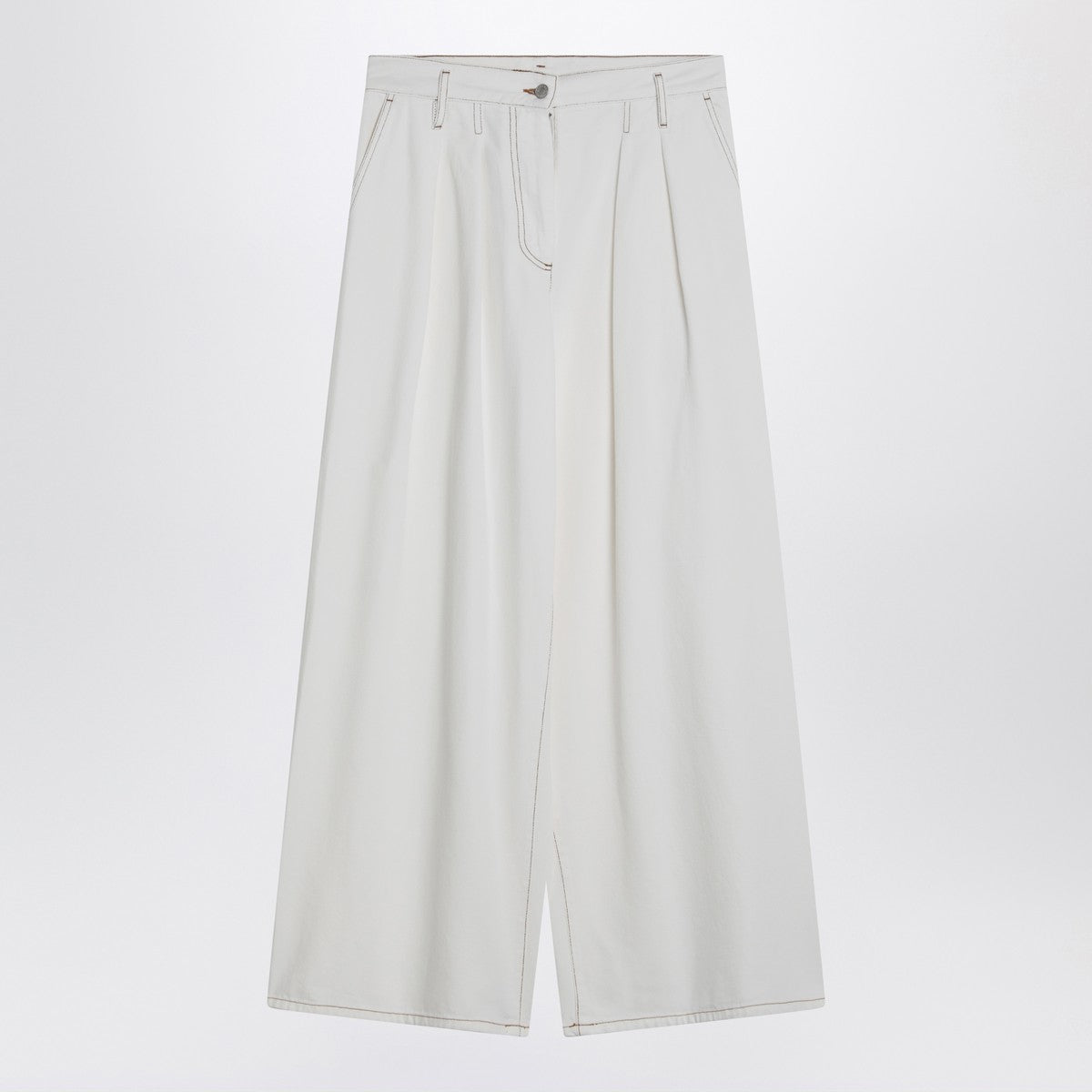 Dries Van Noten Wide white trousers in cotton Dries Van Noten