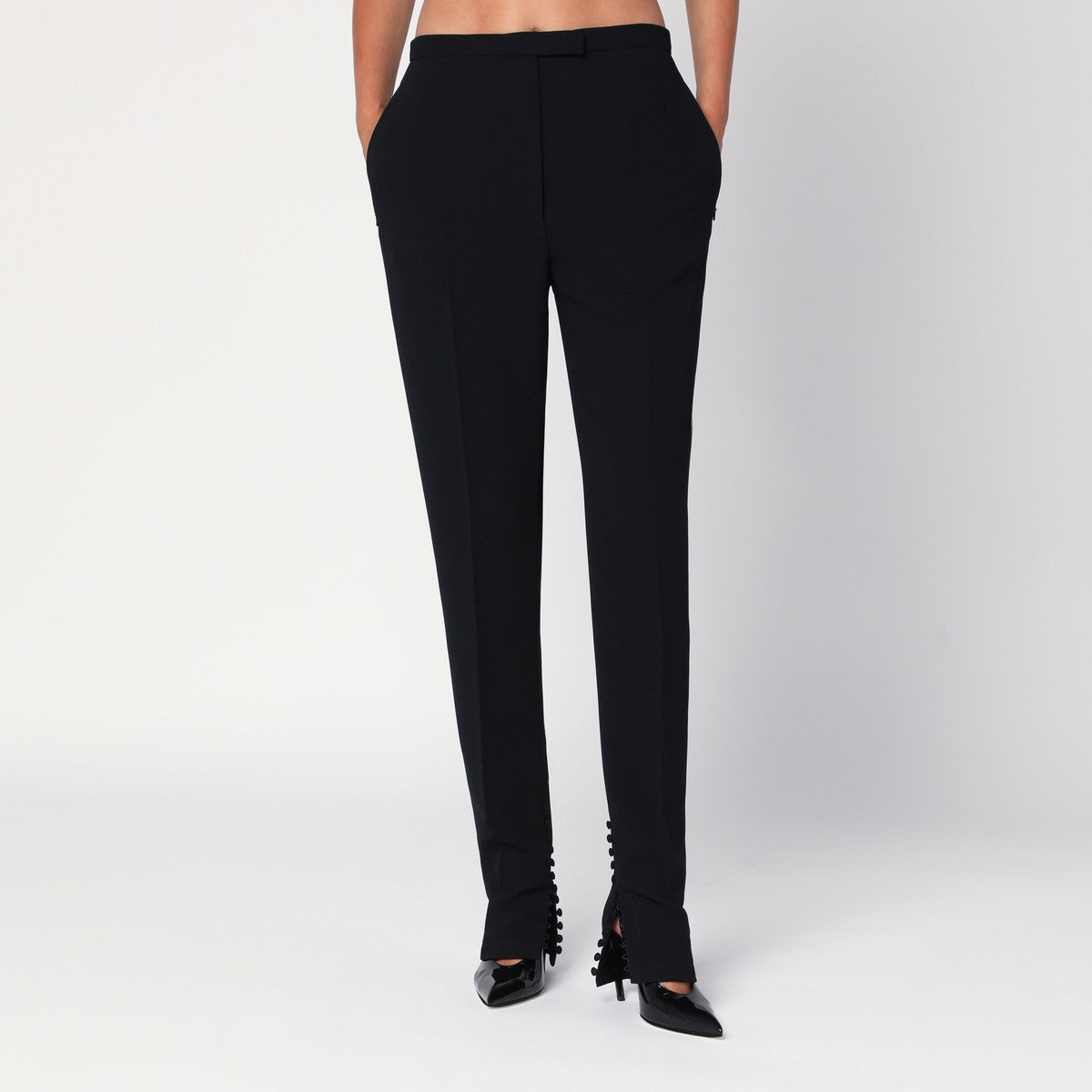 Dries Van Noten Black trousers with slits and buttons Dries Van Noten