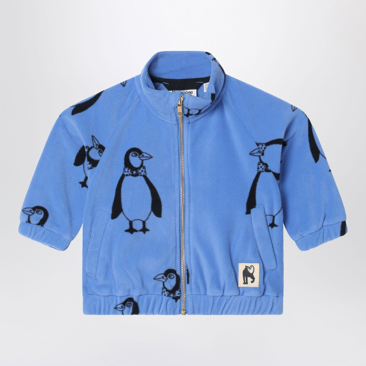 Mini Rodini Blue zip-up sweatshirt with penguins Mini Rodini