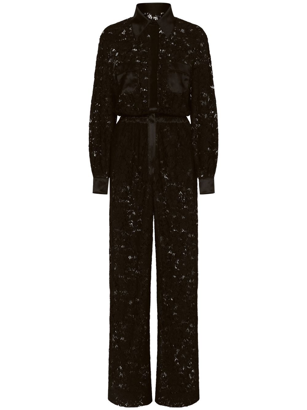 Dolce & Gabbana lace-trim long-sleeve jumpsuit Dolce & Gabbana