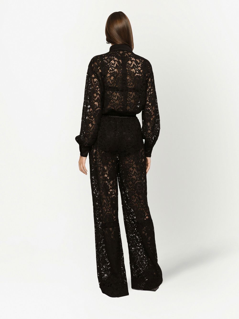 Dolce & Gabbana lace-trim long-sleeve jumpsuit Dolce & Gabbana