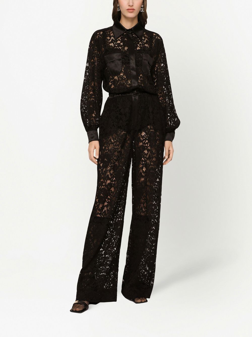 Dolce & Gabbana lace-trim long-sleeve jumpsuit Dolce & Gabbana