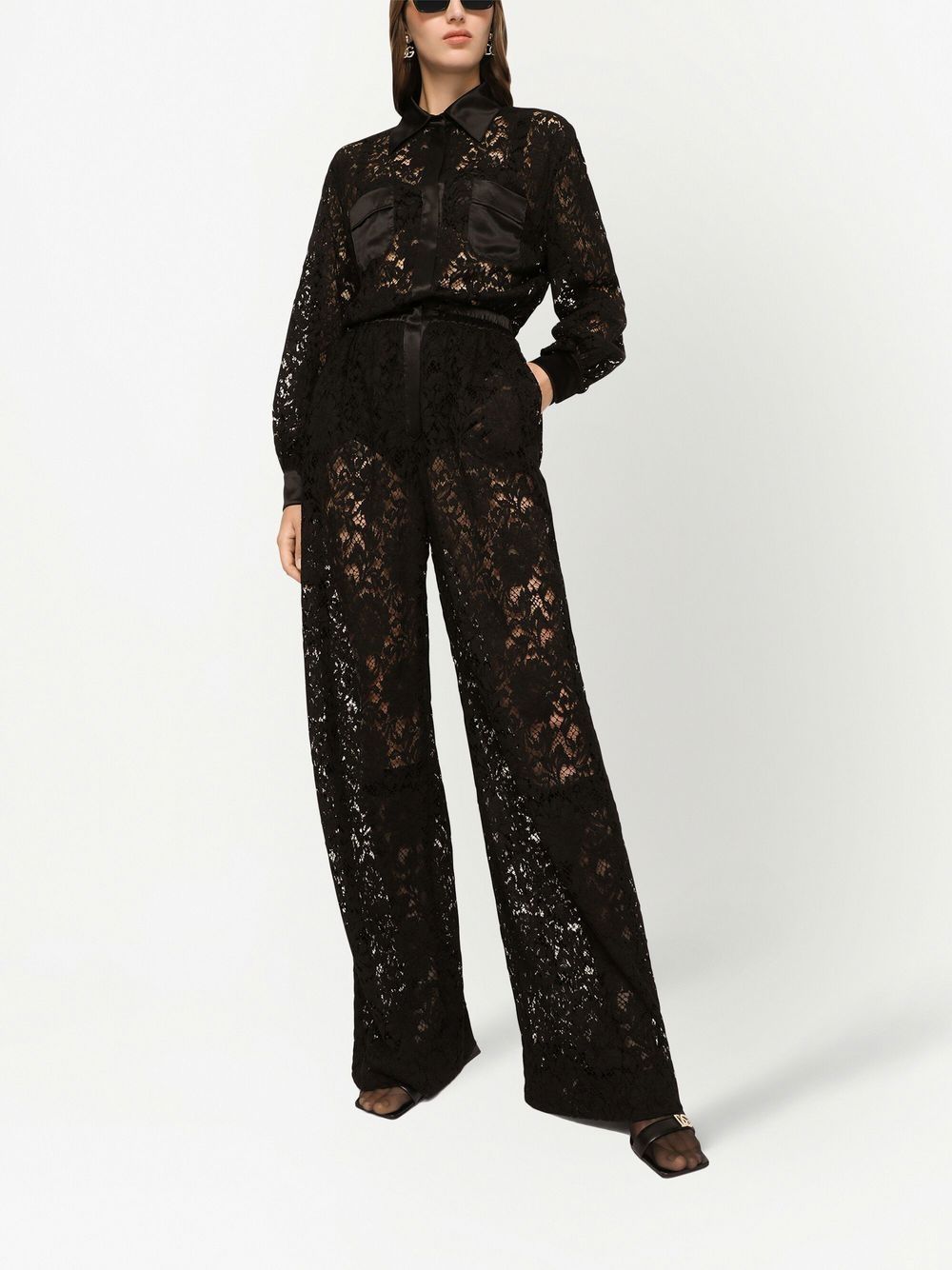 Dolce & Gabbana lace-trim long-sleeve jumpsuit Dolce & Gabbana