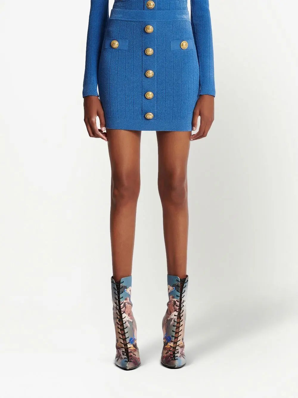 Balmain Button-detail knitted miniskirt Balmain