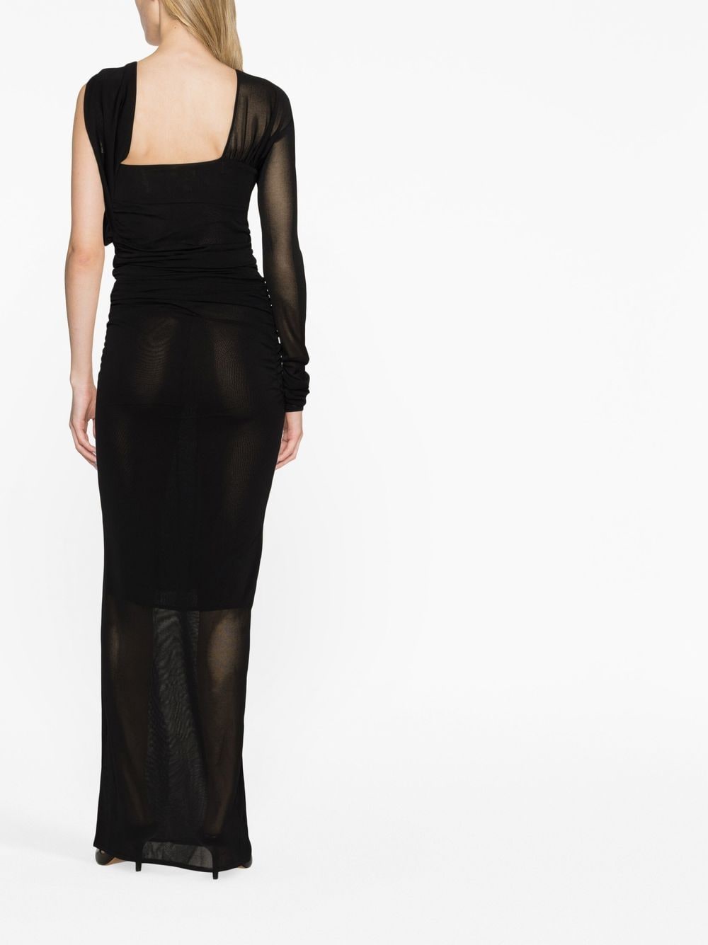 Saint Laurent semi-sheer one-sleeve long dress Saint Laurent
