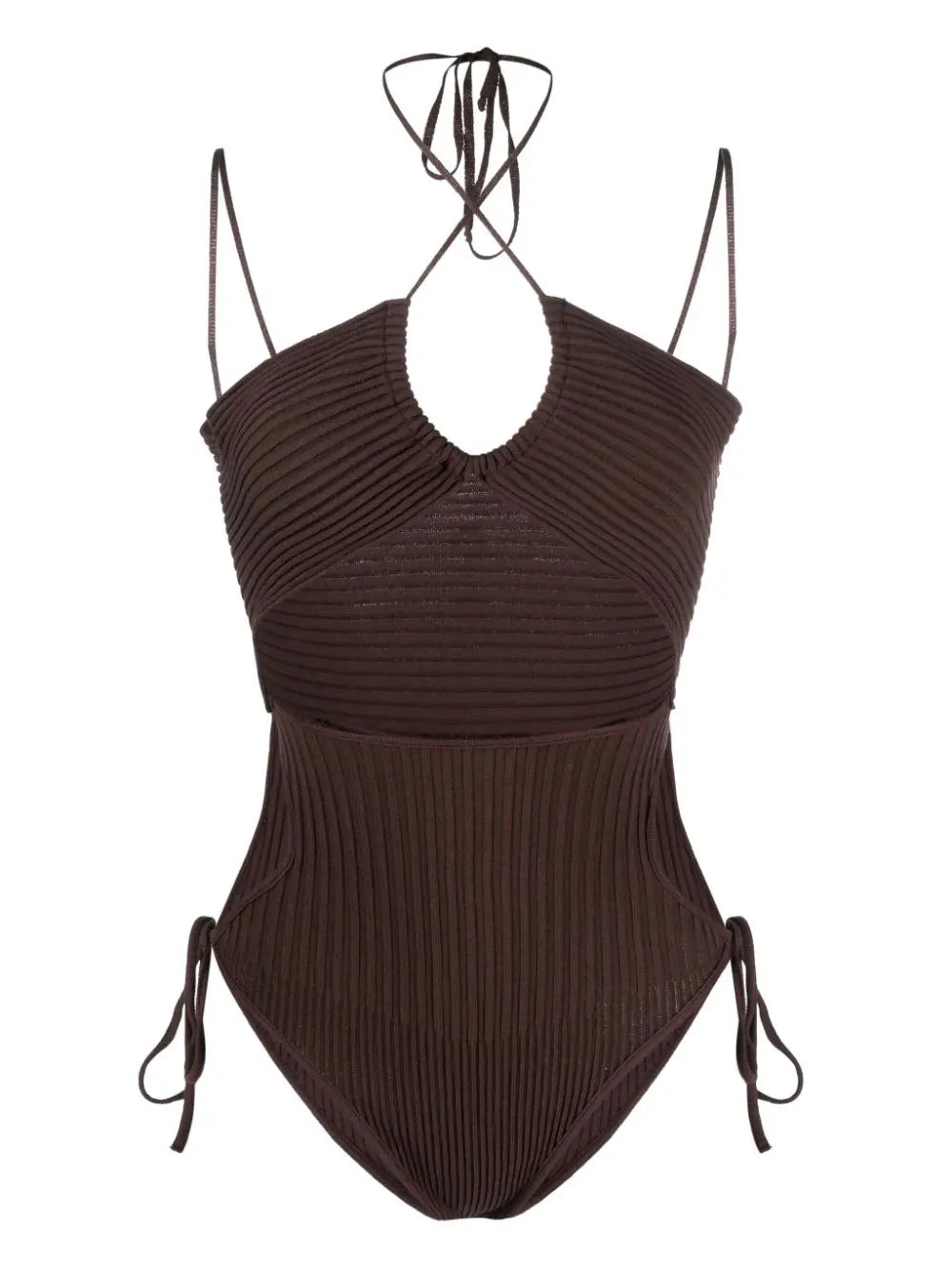 ANDREĀDAMO Andrea Adamo halterneck-fastening ribbed-knit bodysuit ANDREĀDAMO