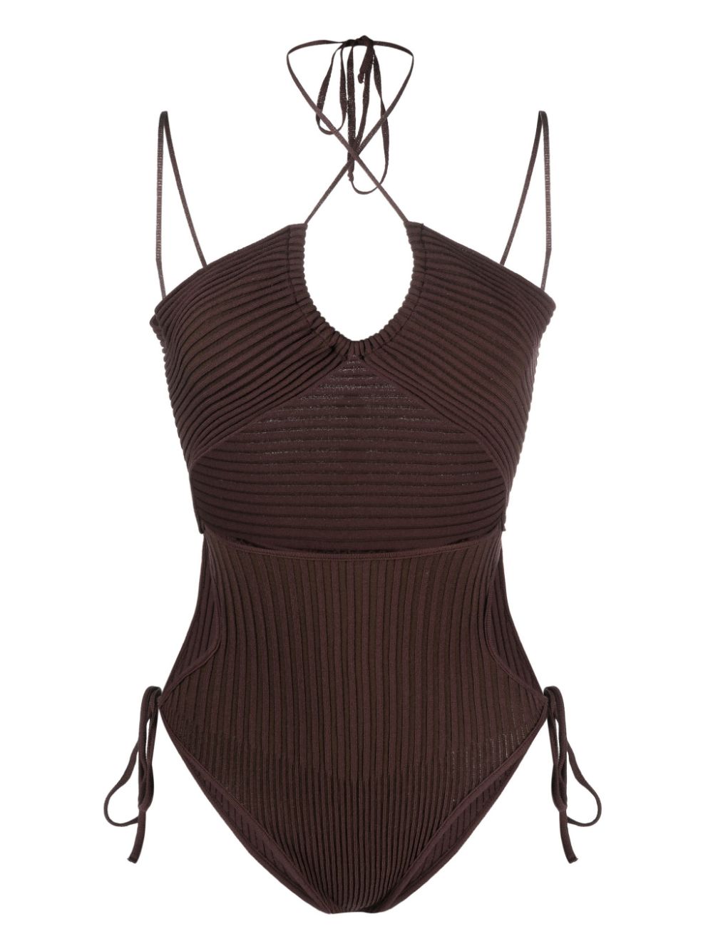 ANDREĀDAMO Andrea Adamo halterneck-fastening ribbed-knit bodysuit ANDREĀDAMO