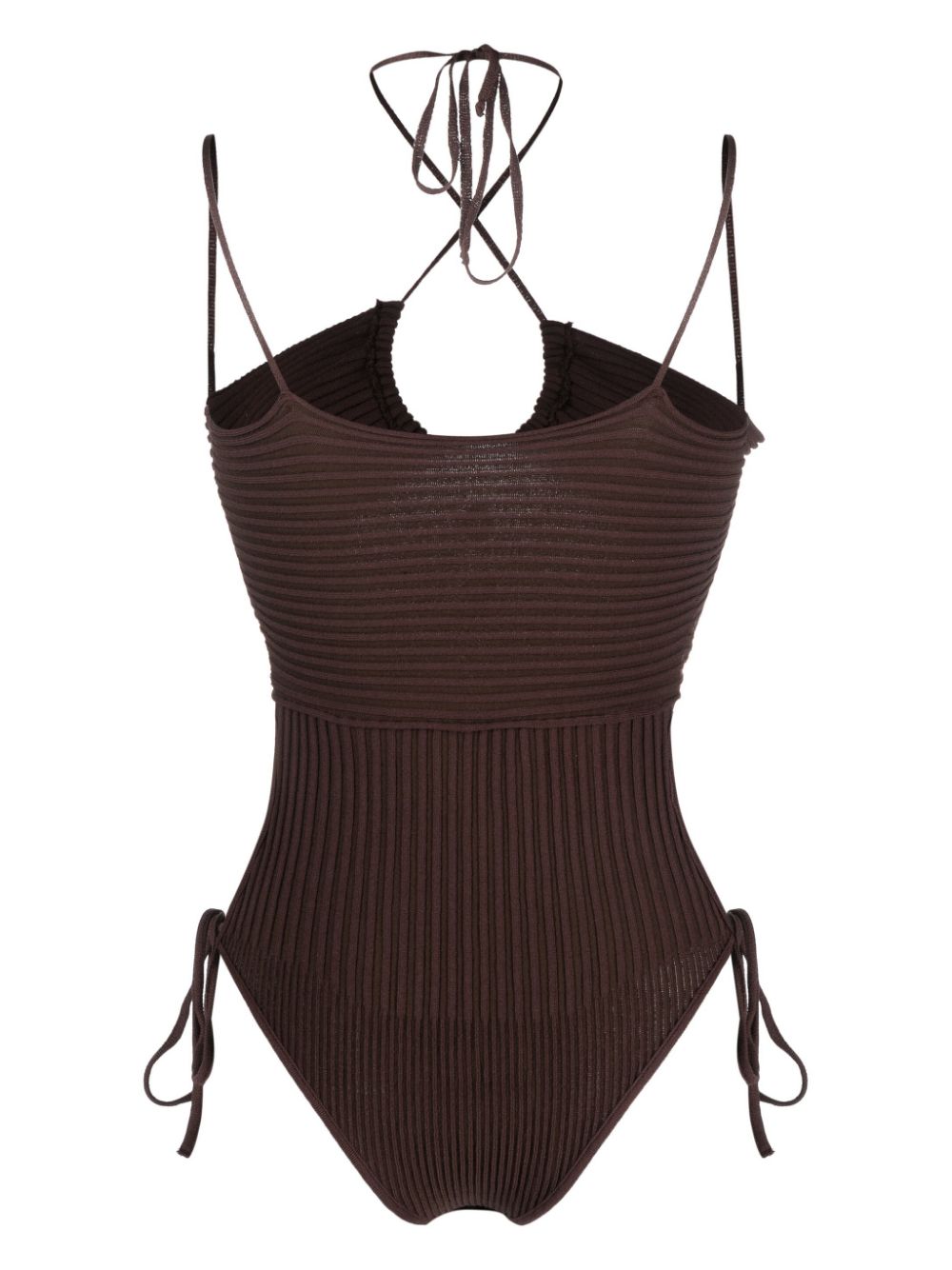 ANDREĀDAMO Andrea Adamo halterneck-fastening ribbed-knit bodysuit ANDREĀDAMO
