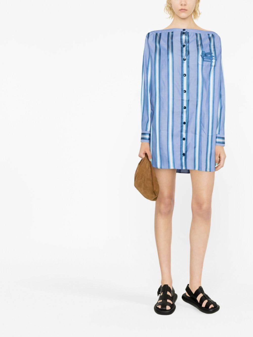 Etro Vertical-stripe long-sleeve shirt dress Etro